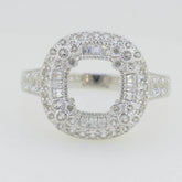 Sterling Silver Semi Mount Ring Setting Cushion CU 7X7mm White Topaz Solid - Syzjewelry